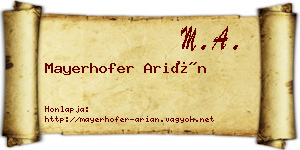 Mayerhofer Arián névjegykártya